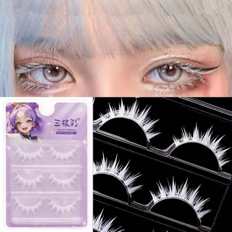Eyelash Extension Anime - False Eye Lashes in White 3Pairs