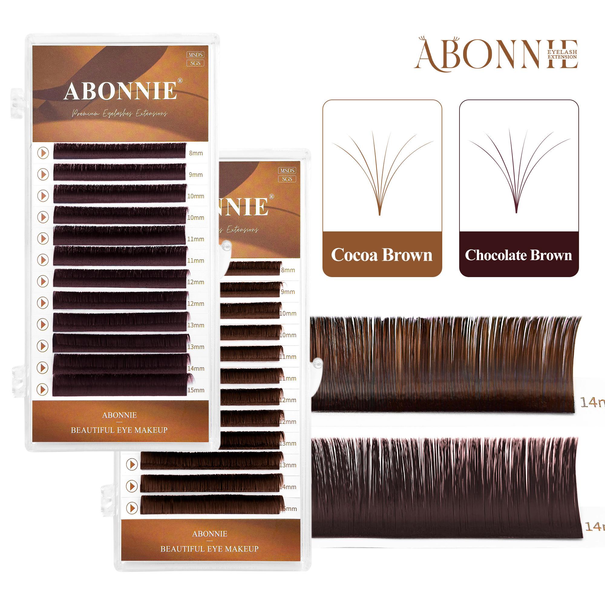 Eyelash Extension Repair - ABONNIE Cashmere Cocoa Chocolate Brown Fans