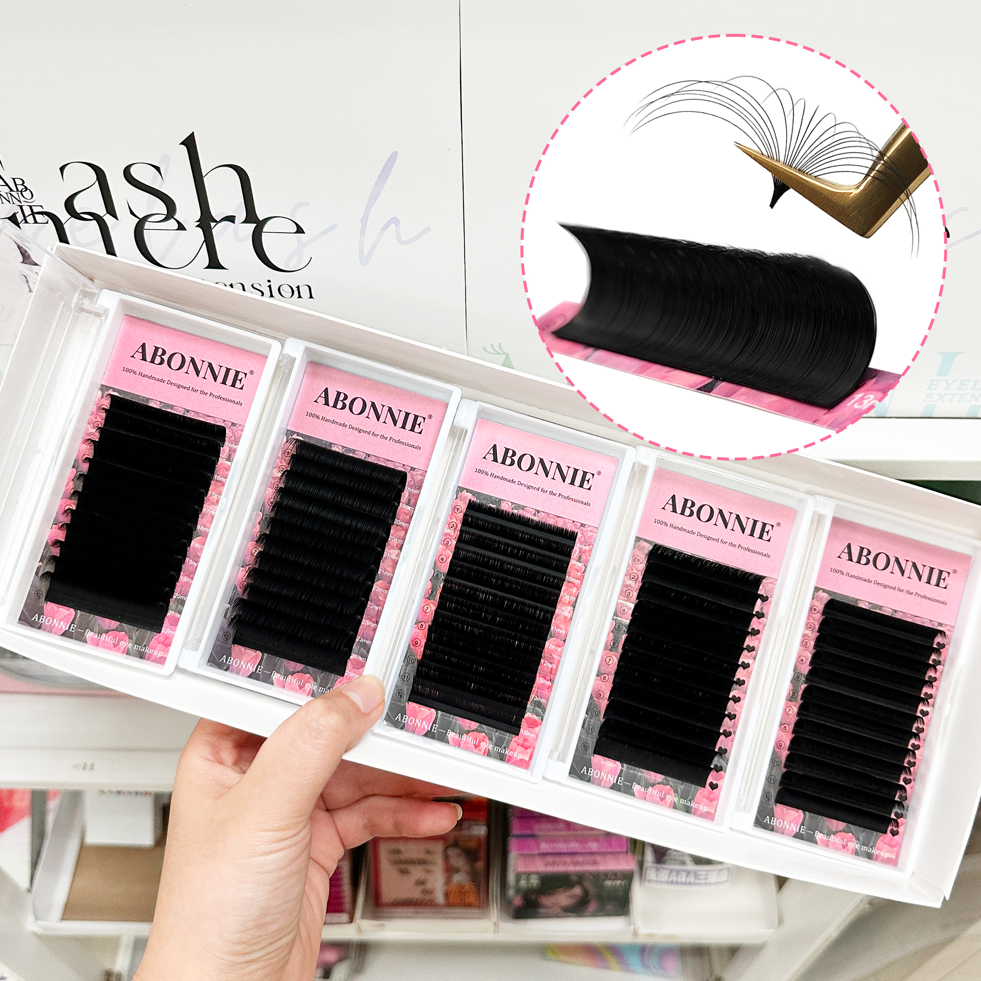 Eyelash Extension Repair - ABONNIE Matte Black Easy Fan Lashes